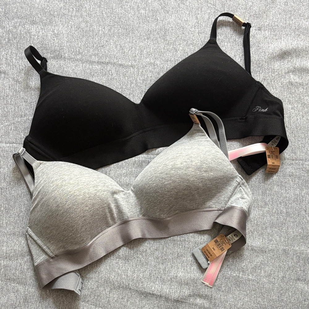 PINK Victoria's Secret Black and Gray Bra Set